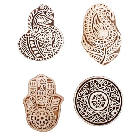 Set of 4 Piece New Mix Wooden Printing Block